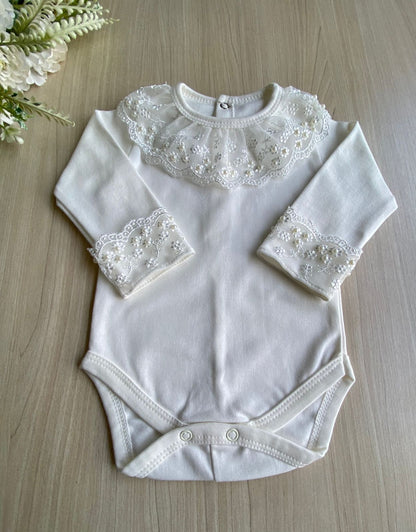 Body Bebê Renda Pérola