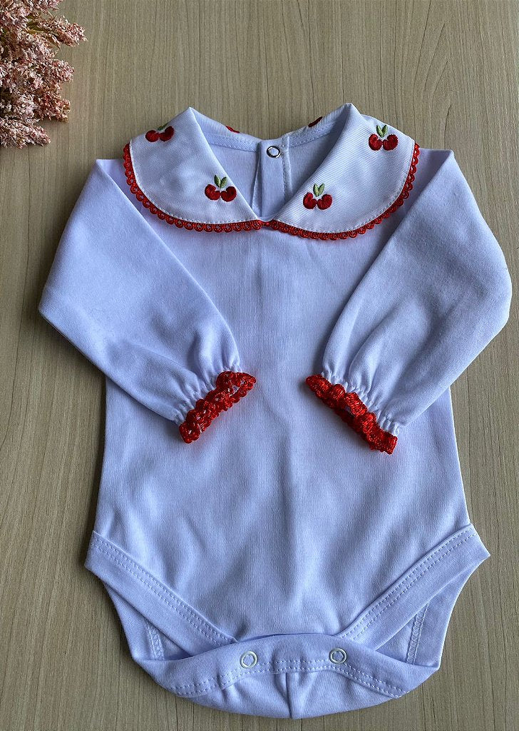 Body Bebê Suedine Cerejinha