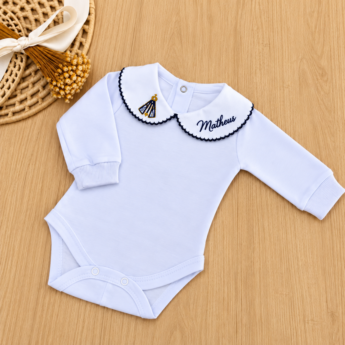 Body Bebê Nossa Senhora Batizado Personalizado