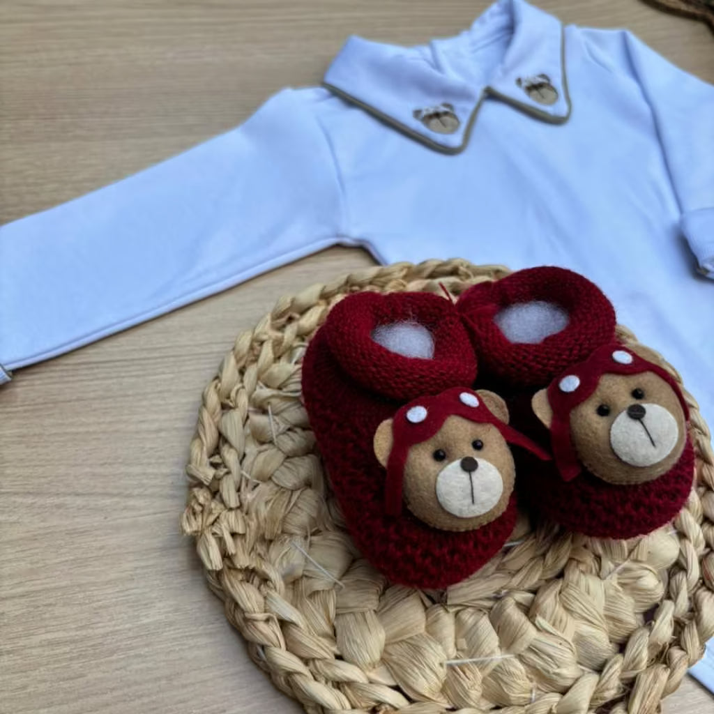 Body Bebê Urso Aviador