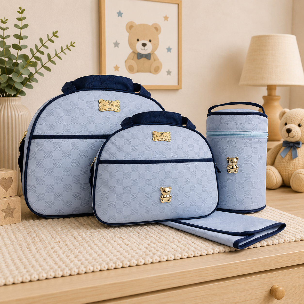 Bolsa Maternidade Mosaico Quadriculado